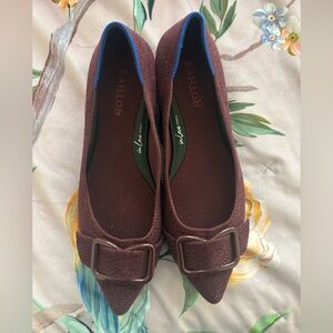 Rothy's ReVelvet Emblem Point Flats in Syrah